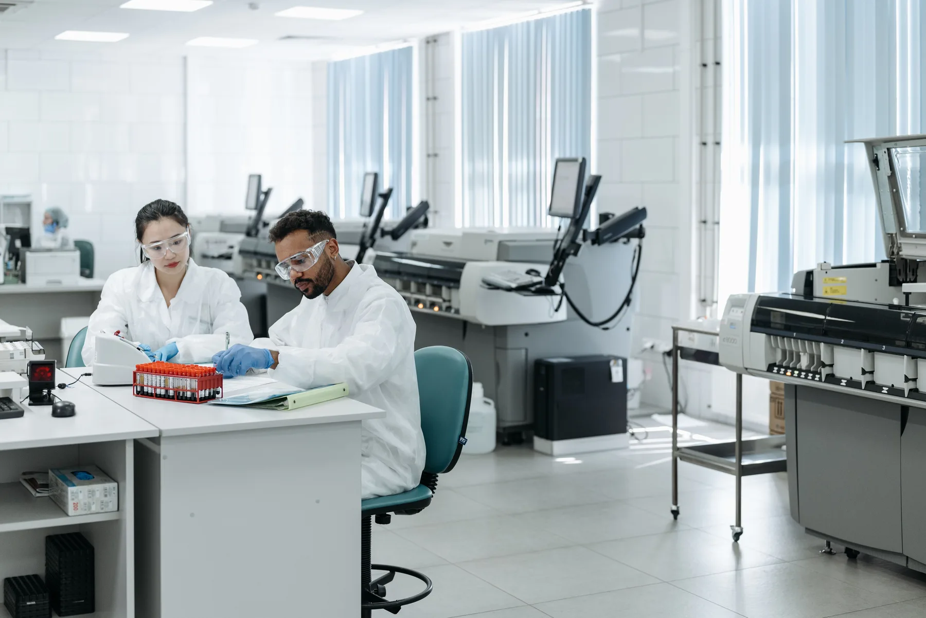 Research team collaborating in a clinical setting